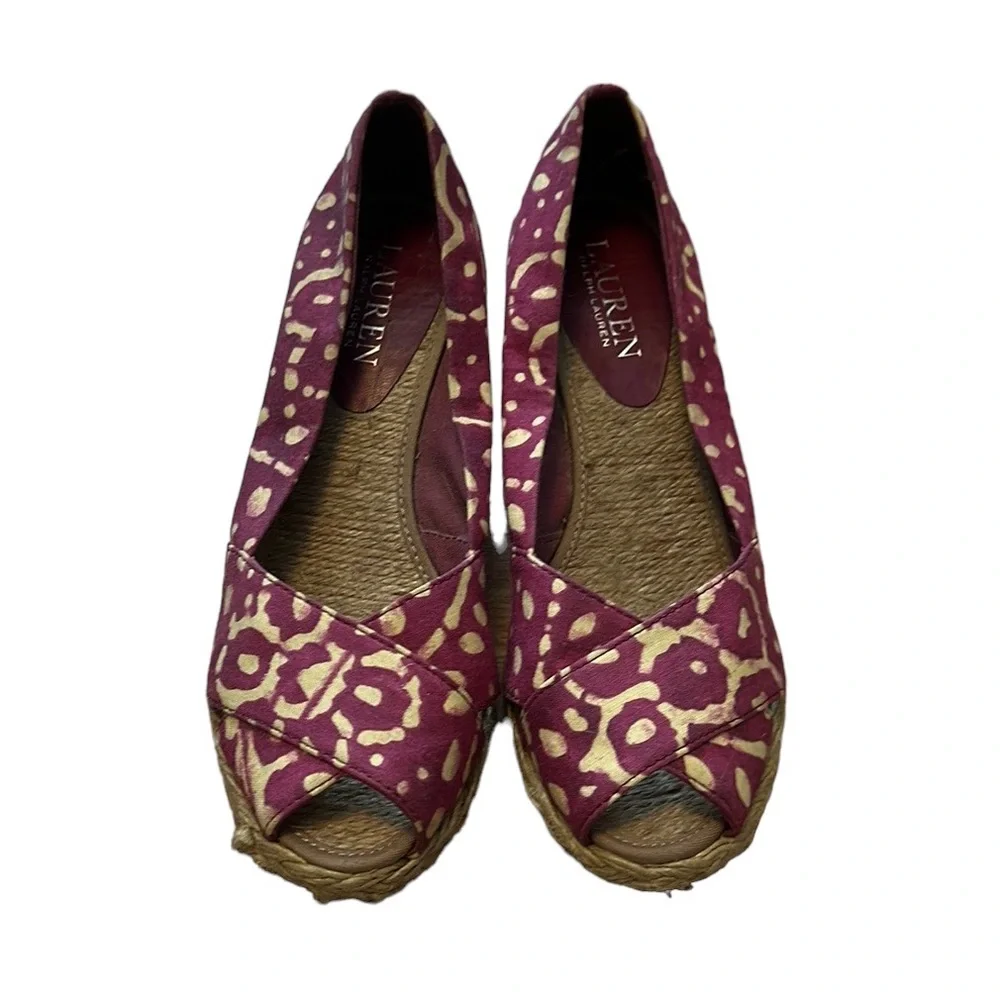 Ralph Lauren Pink Geometric Print Espadrilles Size 6